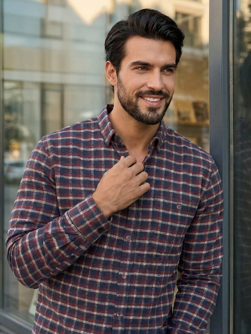 Мъжка риза бордо OZONEE V/V176Z