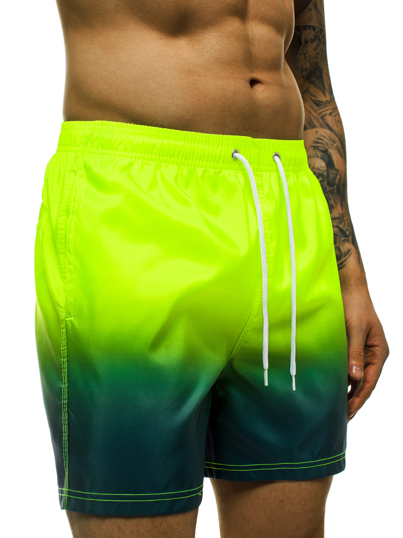 Мъжки плувни шорти жълто-зелено OZONEE ST008-10