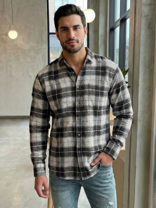 Мъжка риза сива OZONEE V/V172Z