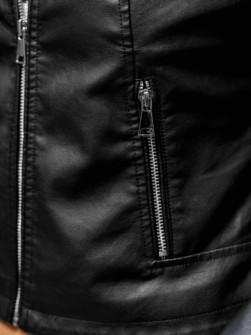 Дамско кожено яке черна OZONEE JS/11Z8033