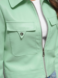 Дамско кожено яке ментова OZONEE O/G117