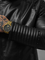 Мъжко кожено яке черно OZONEE O/8901