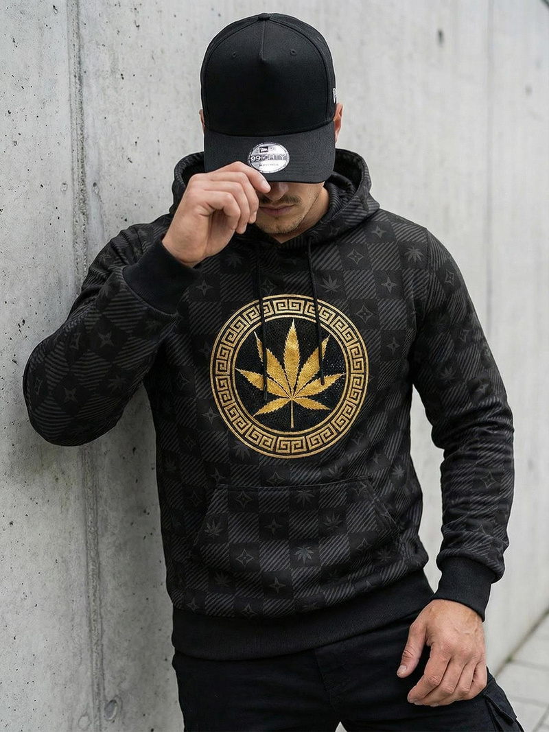 Мъжки суитшърт с качулка черен OZONEE O/B265Z