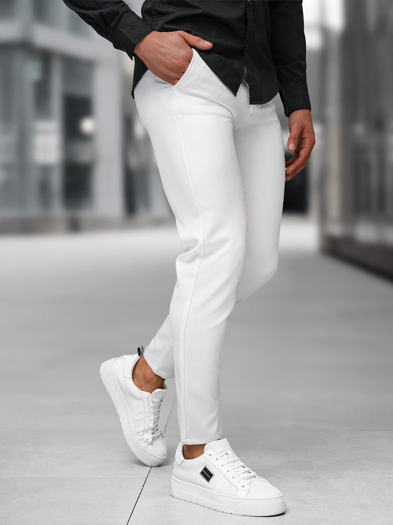 Мъжки панталони чино бяло OZONEE DJ/5526Z