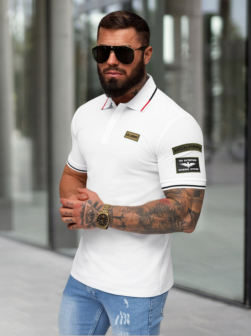 Мъжка поло тениска бяла OZONEE NB/MT3144