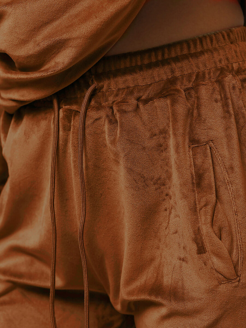 Дамска велурен спортен екип кафяв OZONEE O/8C1175/33Z