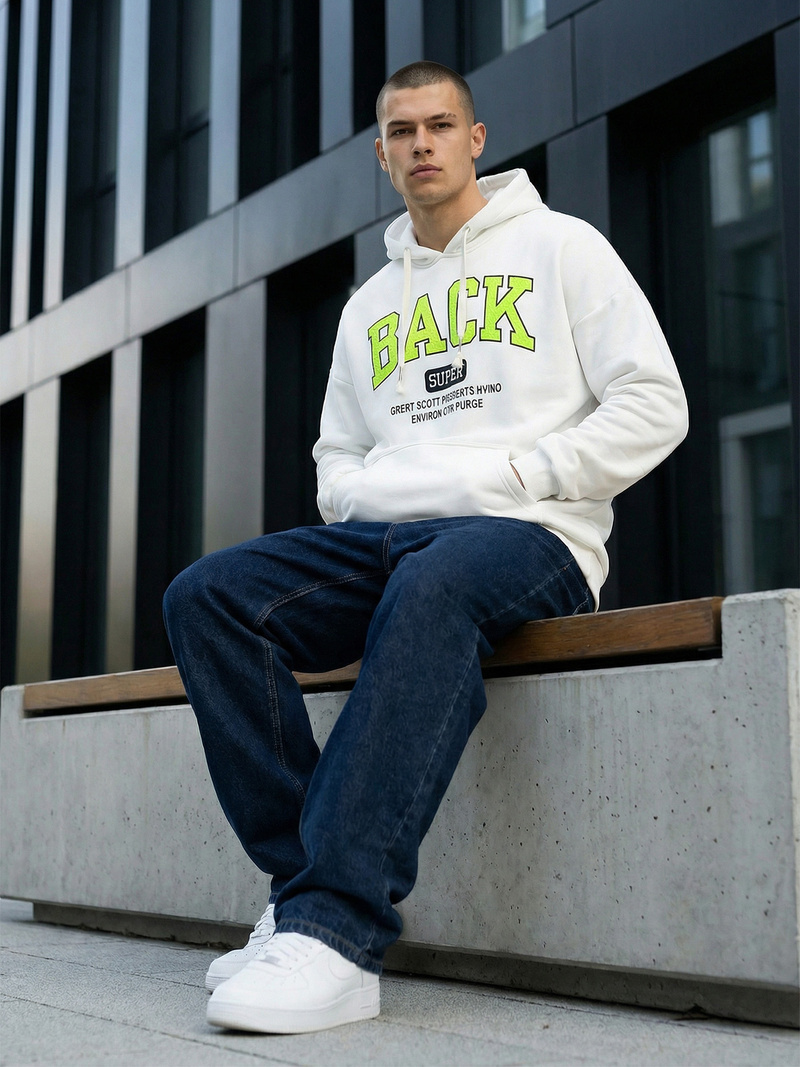 Мъжки суитшърт с качулка Бял OZONEE O/TT30513Z