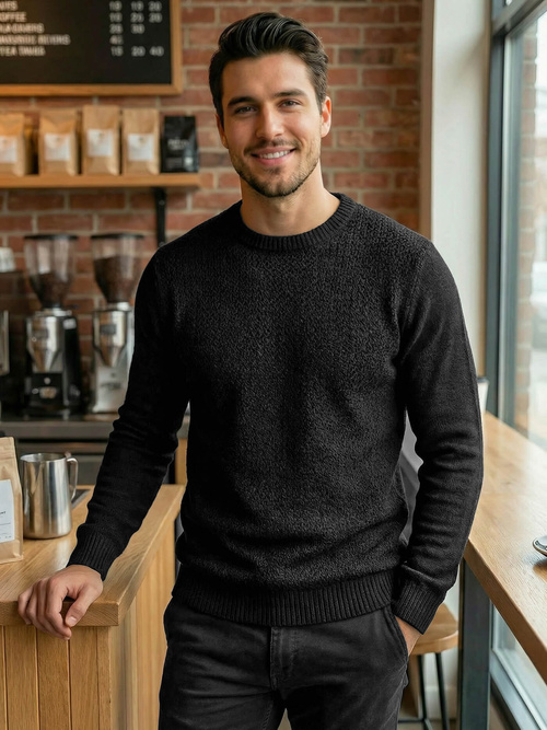 Мъжки пуловер черен OZONEE JS/59B3607/3