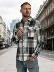 Мъжка риза черно-бяла OZONEE NB/MC728N/3