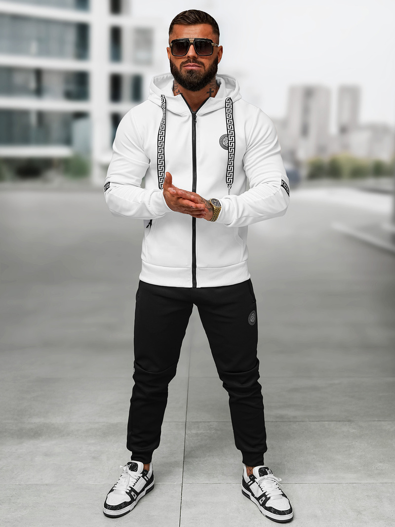 Мъжки спортен екип бяло-черен OZONEE O/LN11887