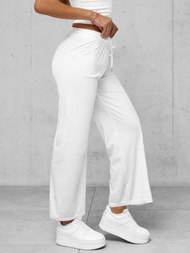 Дамски велурен панталон бяло OZONEE JS/92K519/1