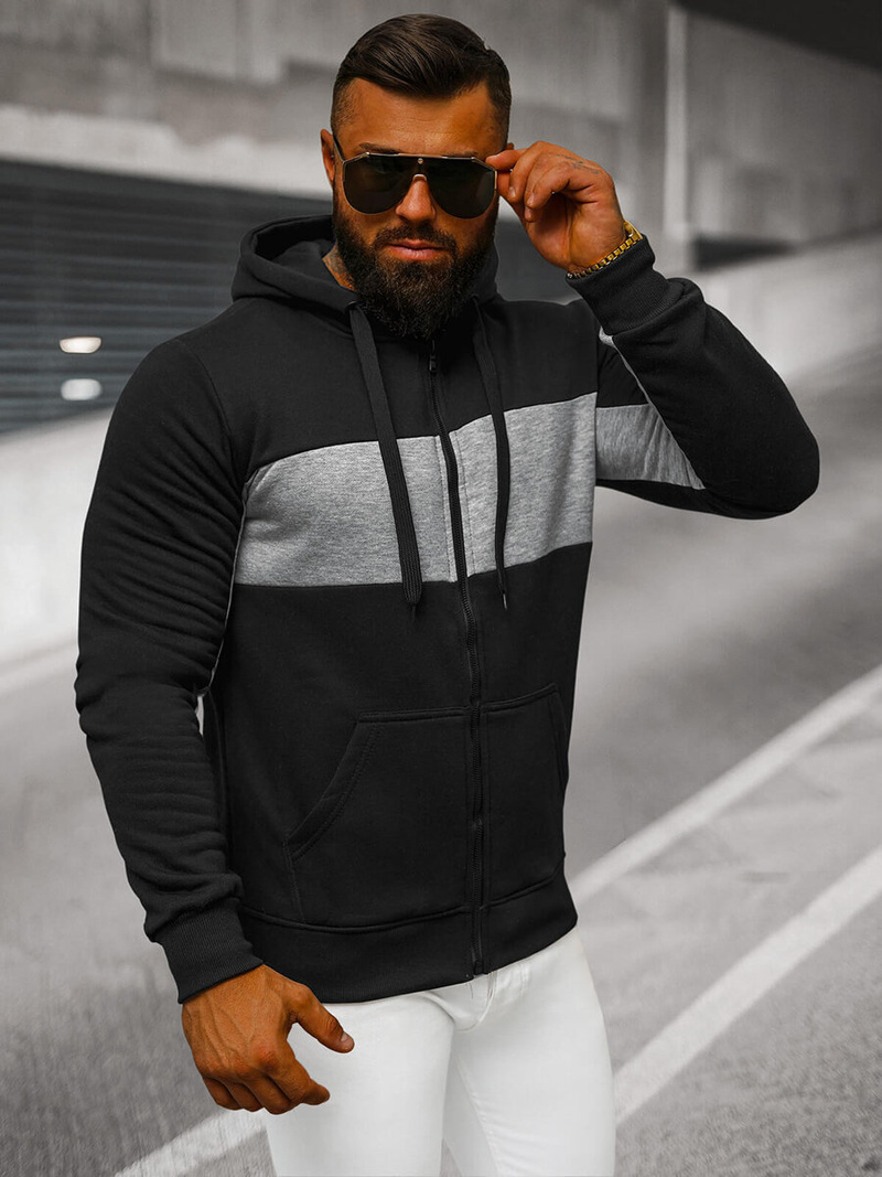 Мъжки суитшърт черно OZONEE JS/8B1330/3