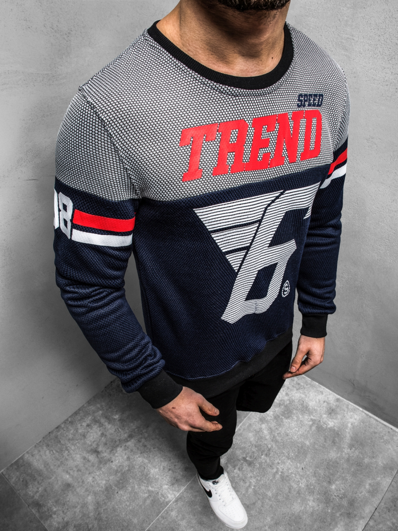 Мъжки суитшърт тъмнсиня OZONEE JS/DD752Z