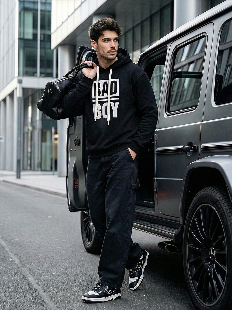 Мъжки суитшърт черно OZONEE JS/65B3909/3Z