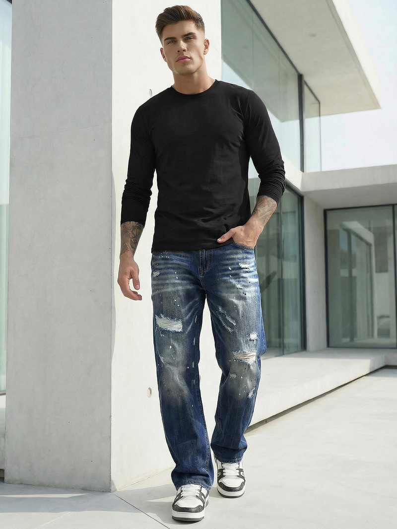 Мъжки дънки синьо OZONEE O/KK2885Z