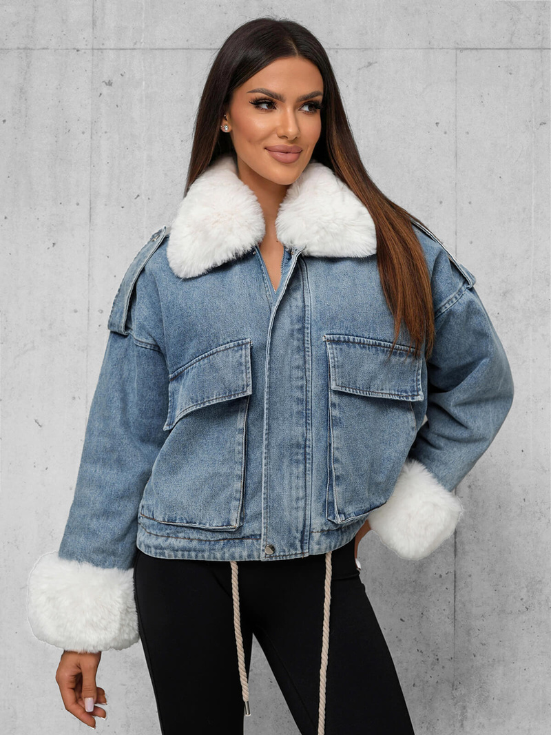 Дамско джинсово яке синя OZONEE JS/11Z8219Z