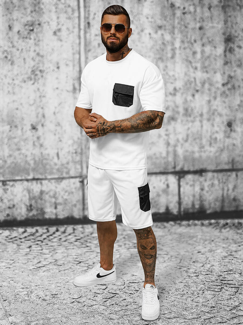 Мъжки спортен екип бял OZONEE JS/8C1132/1