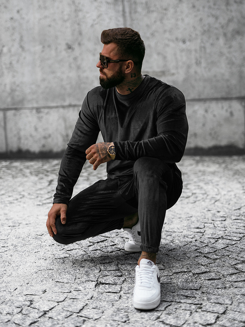 Мъжки спортен екип черен OZONEE O/D7516