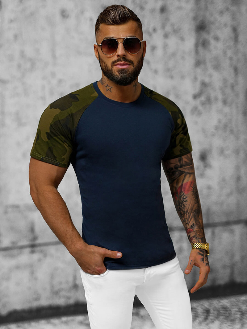 Мъжка тениска тъмносиньо-камуфлажна OZONEE JS/8T82/7Z
