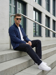 Мъжки суитшърт тъмносин OZONEE JS/HH016/25