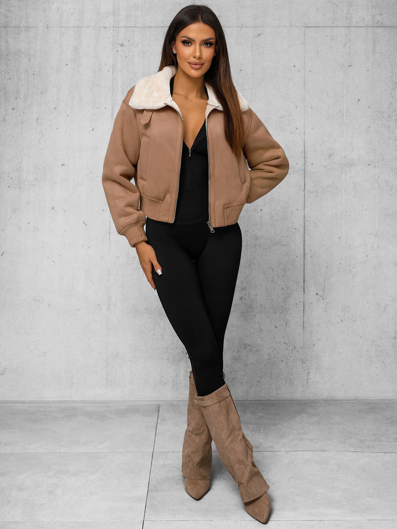 Дамско яке бежова OZONEE O/81326Z