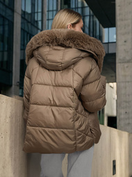 Дамско яке тъмно-бежово OZONEE O/16M9179/84Z