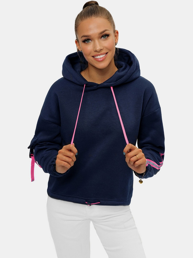 Дамски суитчър с качулка тъмнсиня OZONEE JS/B26031Z