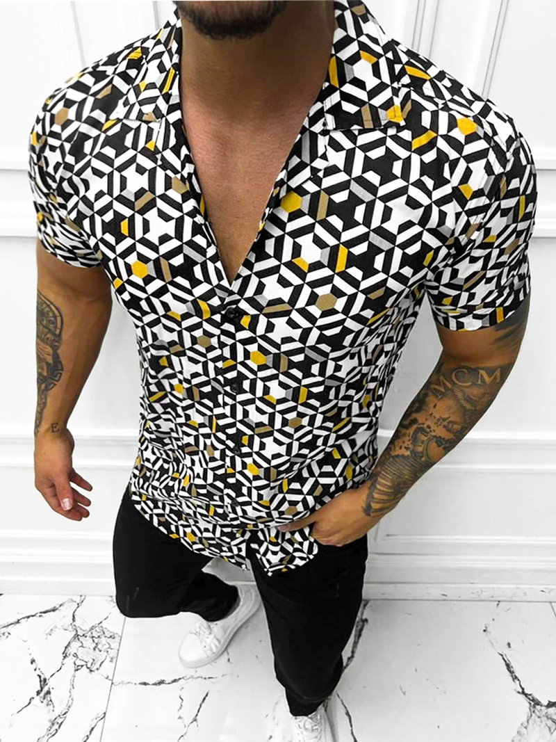 Мъжка риза с къс ръкав цветен OZONEE E/1400/137