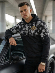 Мъжки суитшърт с качулка черен OZONEE O/B272Z