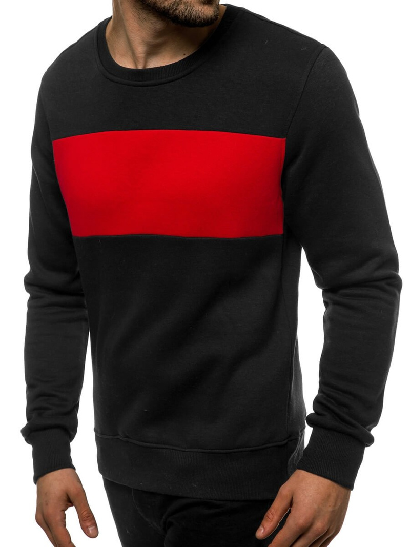 Мъжки суитшърт черно-бордо OZONEE JS/2020/35