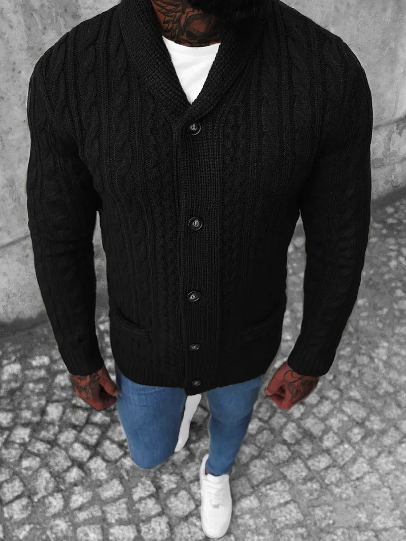 Мъжки пуловер черен OZONEE NB/MM6017/4