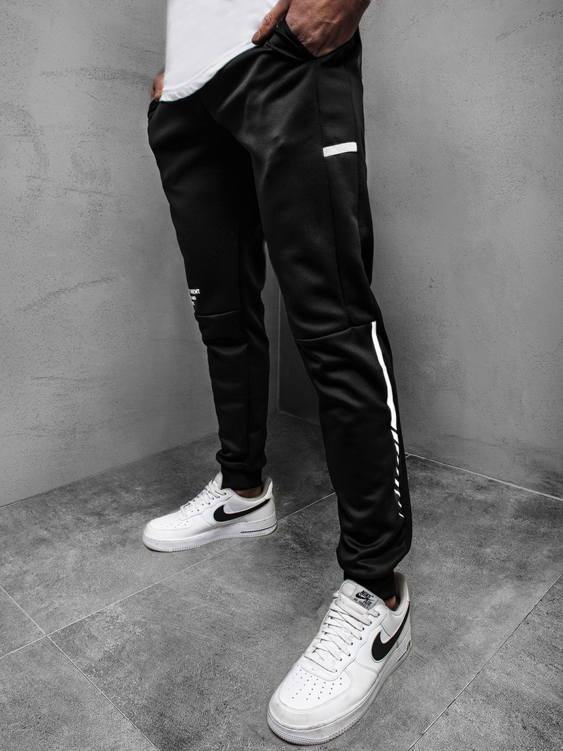 Мъжко долнище на анцуг черно JS/AM88Z