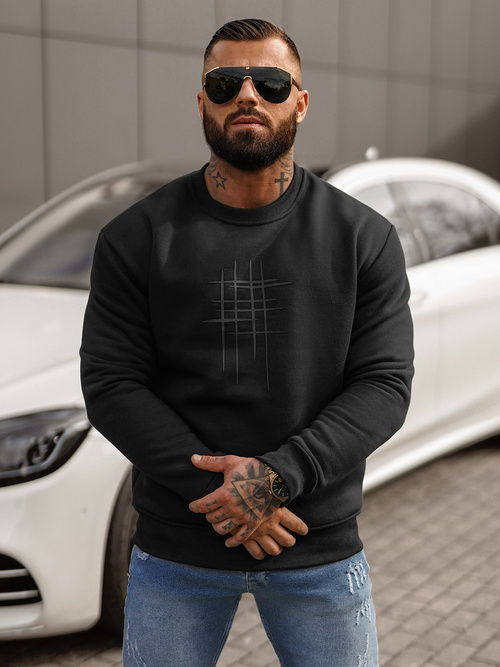 Мъжки суитшърт черен OZONEE JS/8B1361/3