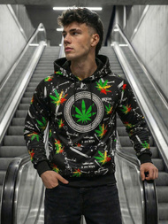 Мъжки суитшърт с качулка черен OZONEE O/B269Z