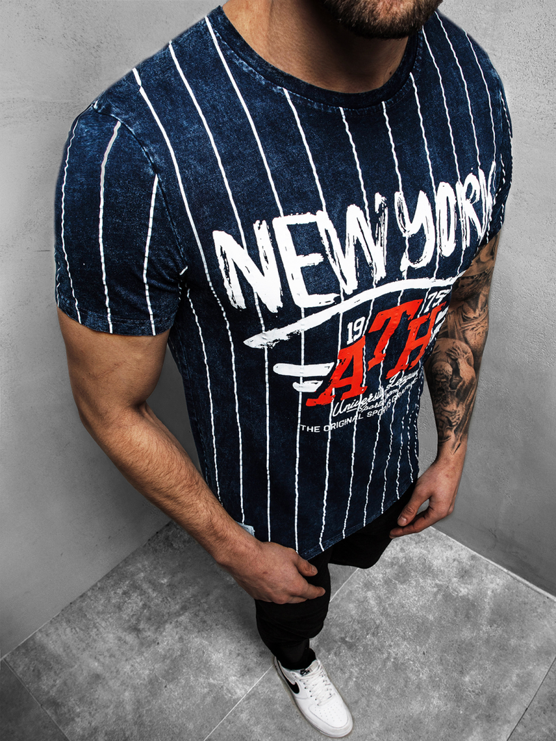 Мъжка тениска тъмносин OZONEE HFM/017Z