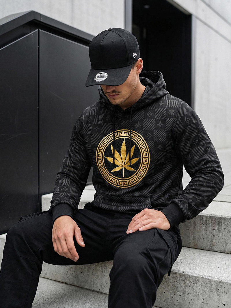 Мъжки суитшърт с качулка черен OZONEE O/B265Z