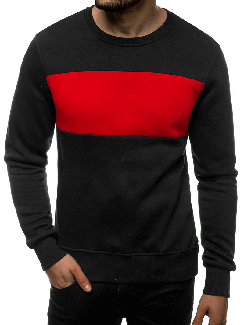 Мъжки суитшърт черно-бордо OZONEE JS/2020/35