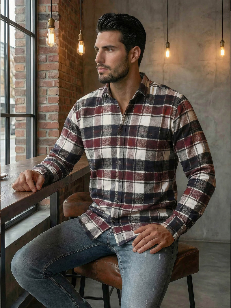 Мъжка риза бордо OZONEE V/V174Z