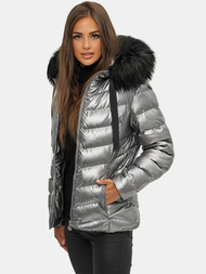 Дамско яке сребърно OZONEE JS/M773/401