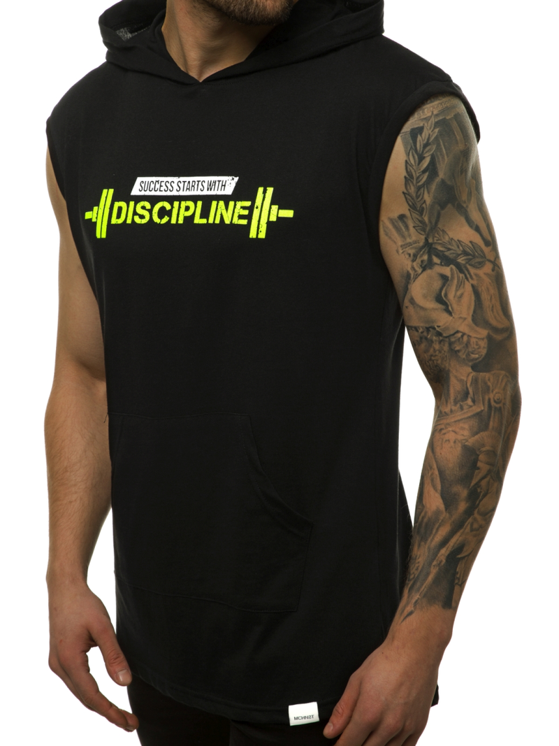 Мъжка тениска черно жълто OZONEE MACH/M1211