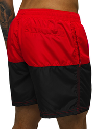Мъжки плувни шорти червено-черно OZONEE JS/HM067