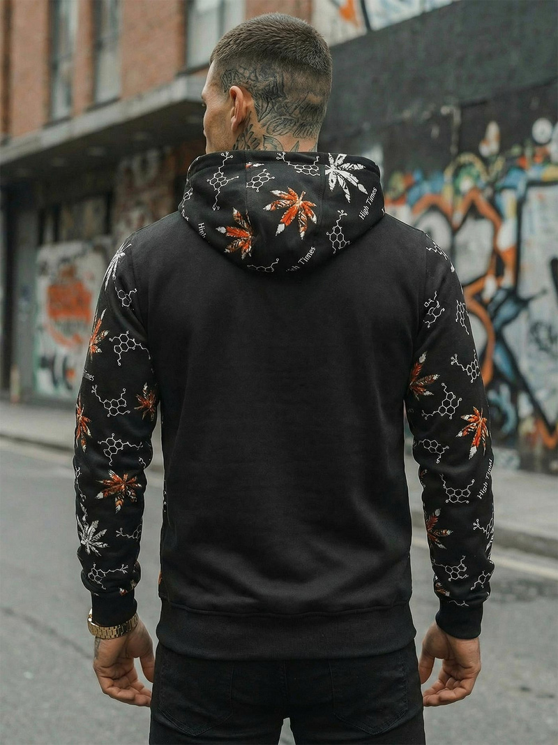 Мъжки суитшърт с качулка черен OZONEE O/B266Z