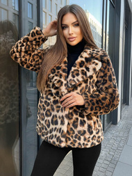 Дамско бежово и кафяво сако OZONEE JS/61M8500/158Z