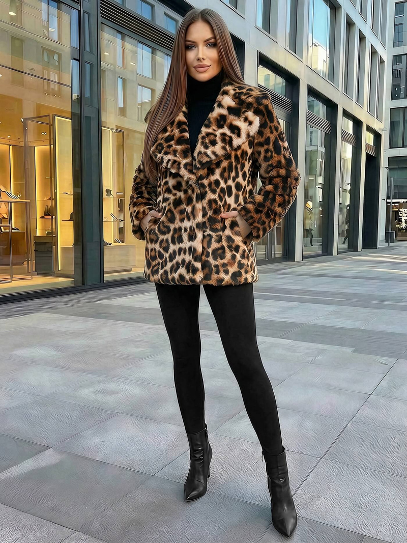 Дамско бежово и кафяво сако OZONEE JS/61M8500/158Z