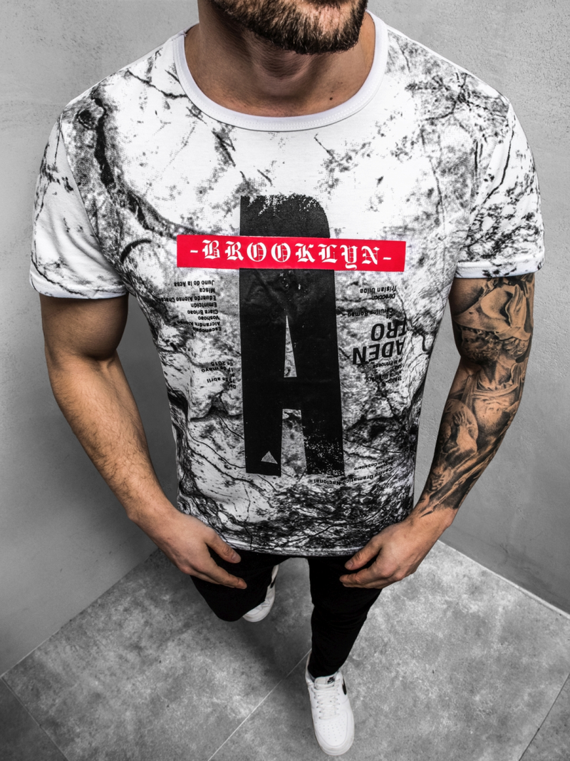 Мъжка тениска бял OZONEE JS/SS10921Z