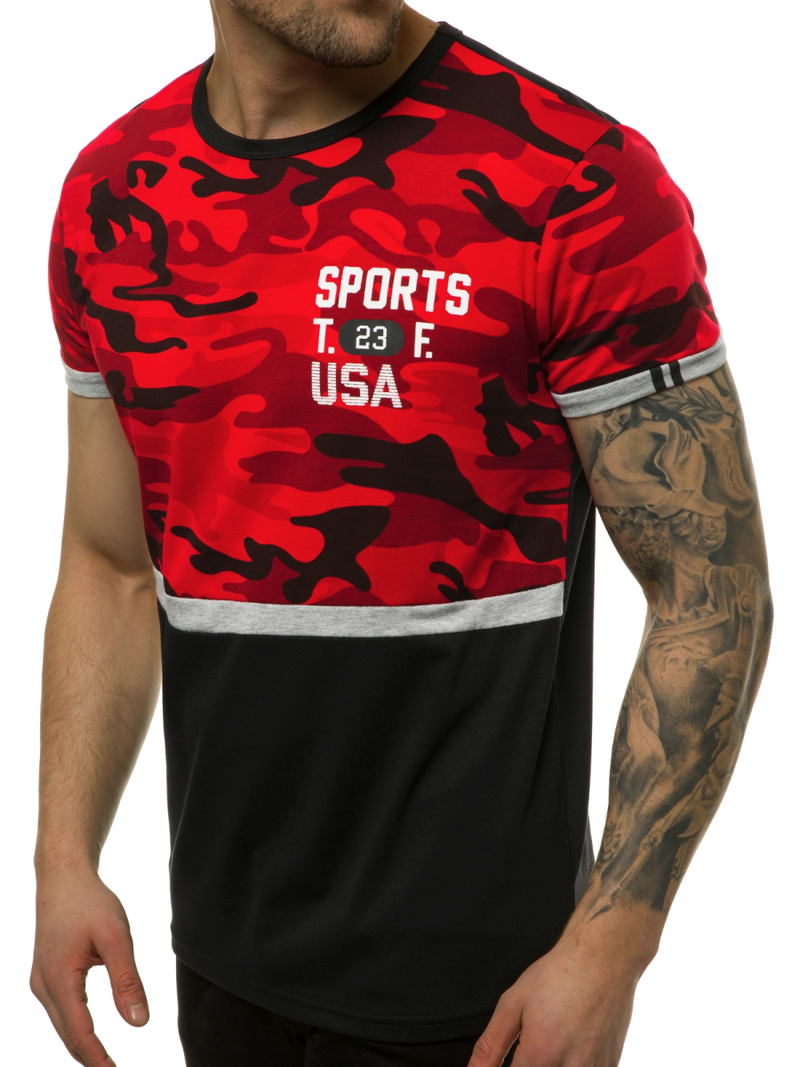 Мъжка тениска червен OZONEE JS/SS10982