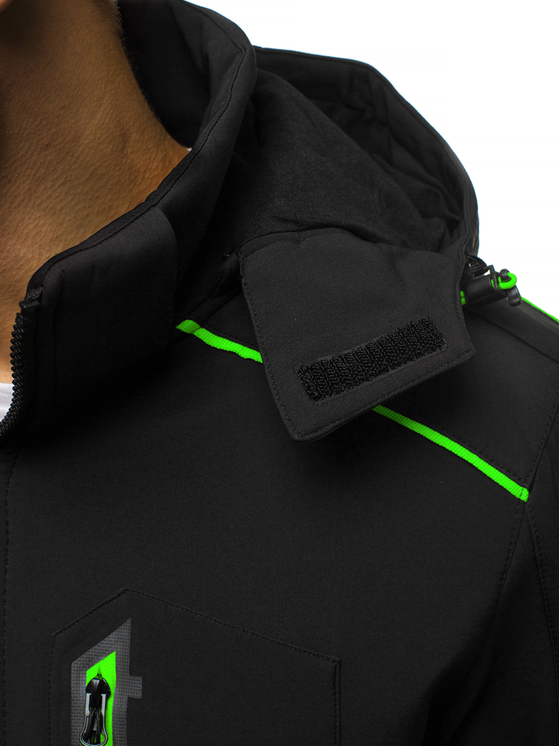 Мъжко яке SOFTSHELL черно-зелен OZONEE GE/12259Z