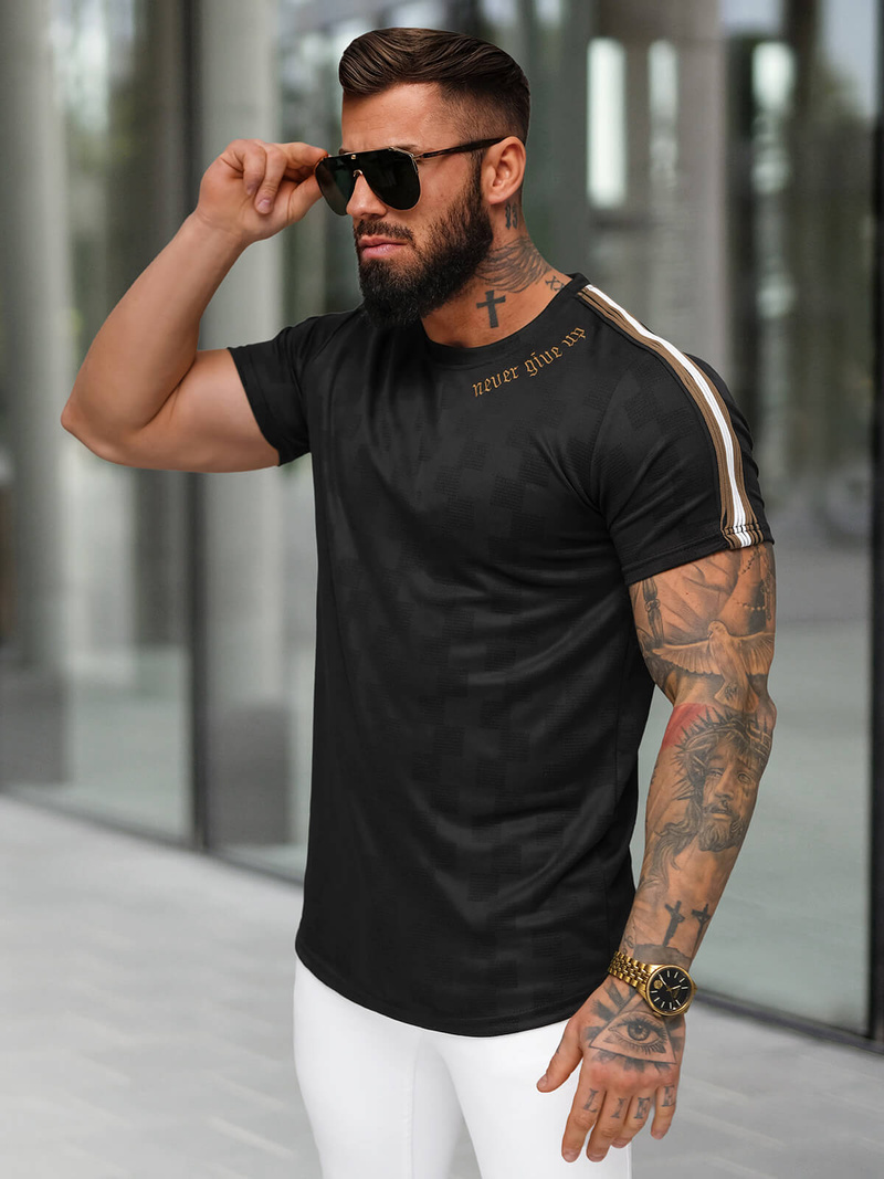 Мъжка тениска черна OZONEE O/QS11621