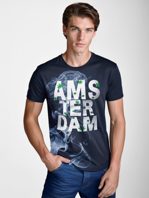 Мъжка тениска тъмносин OZONEE O/T128/25Z