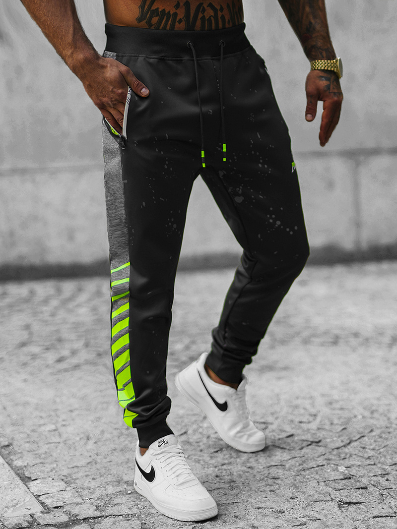 Мъжко долнище на анцуг черни OZONEE JS/K10232Z